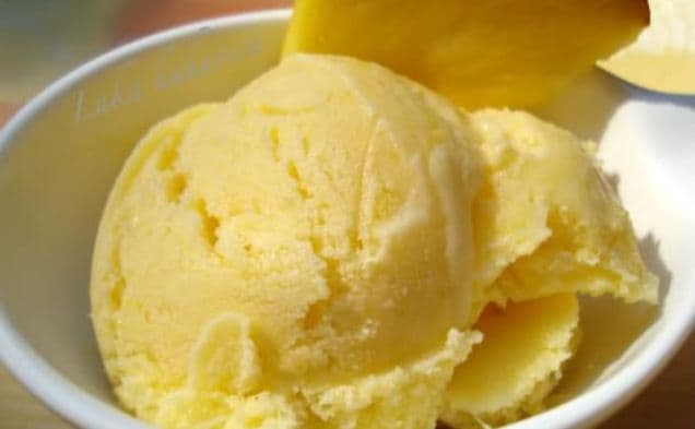 Homemade pineapple ice cream