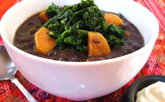 Smoky Black Bean Soup With Sweet Potato & Kale