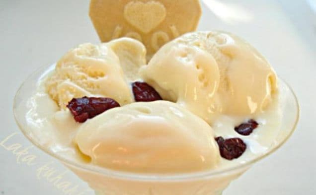 White chocolate-cranberry ice cream